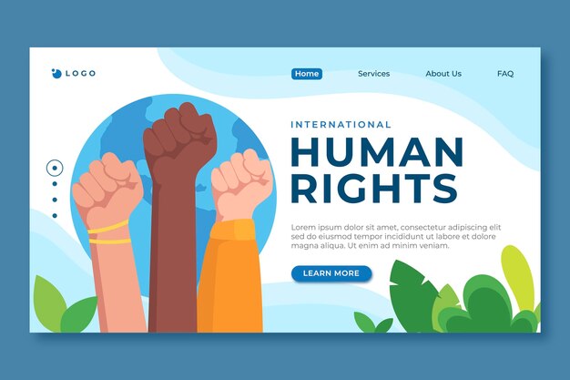 Hand drawn flat international human rights day landing page template