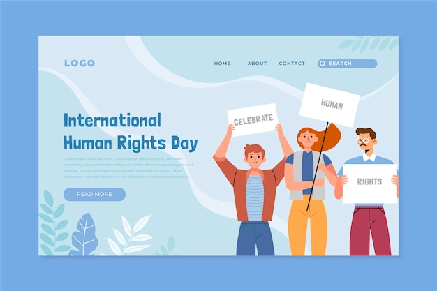 Free Vector hand drawn flat international human rights day landing page template