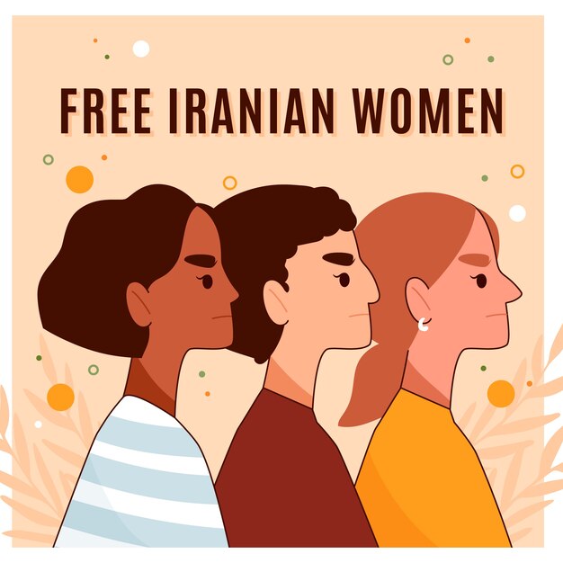 Hand drawn flat iranian women protest illustration