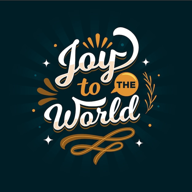 Hand drawn flat joy to the world lettering