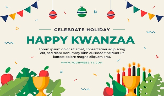 Hand drawn flat kwanzaa background