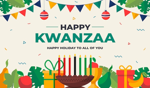 Hand drawn flat kwanzaa background