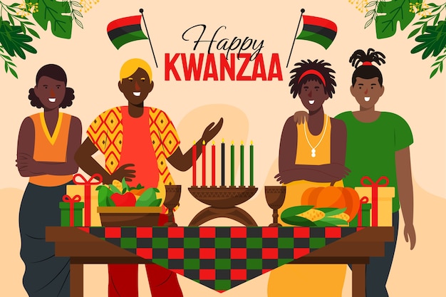 Free Vector hand drawn flat kwanzaa background