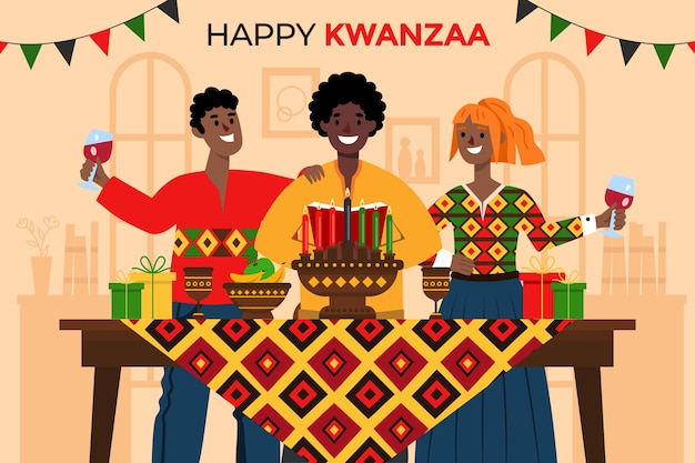 Free Vector hand drawn flat kwanzaa background