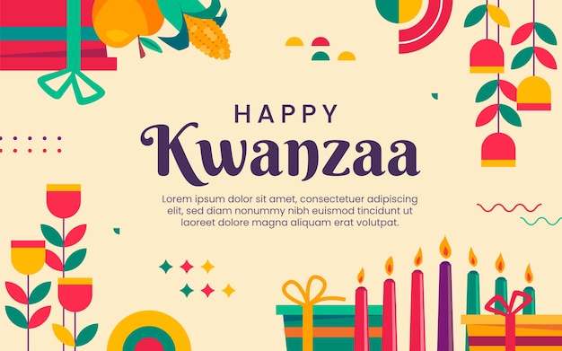 Hand drawn flat kwanzaa background