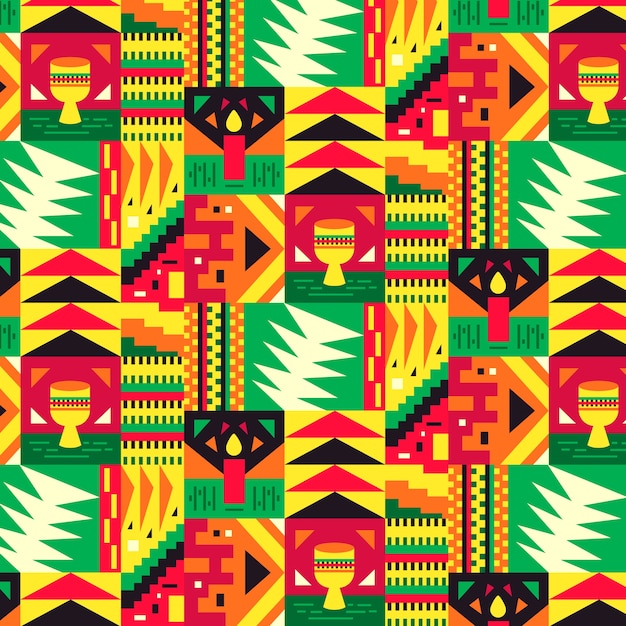 Free Vector hand drawn flat kwanzaa pattern design