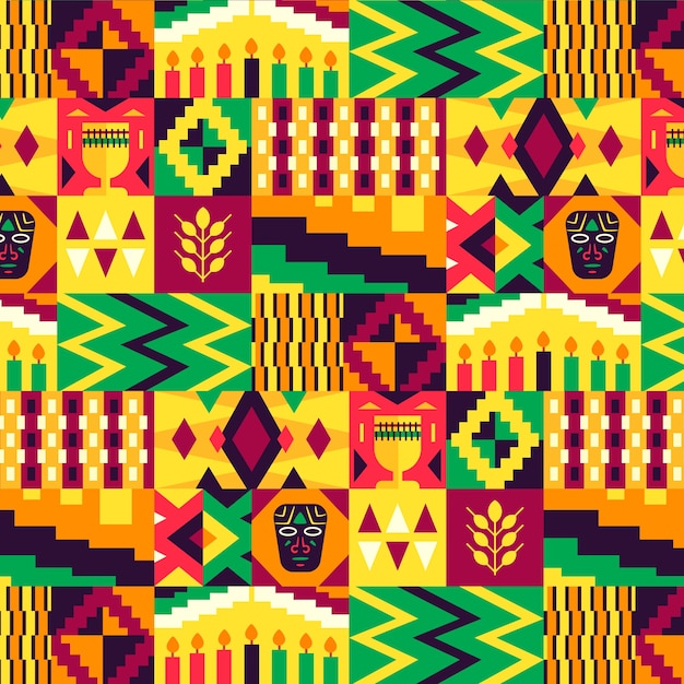 Hand drawn flat kwanzaa pattern design