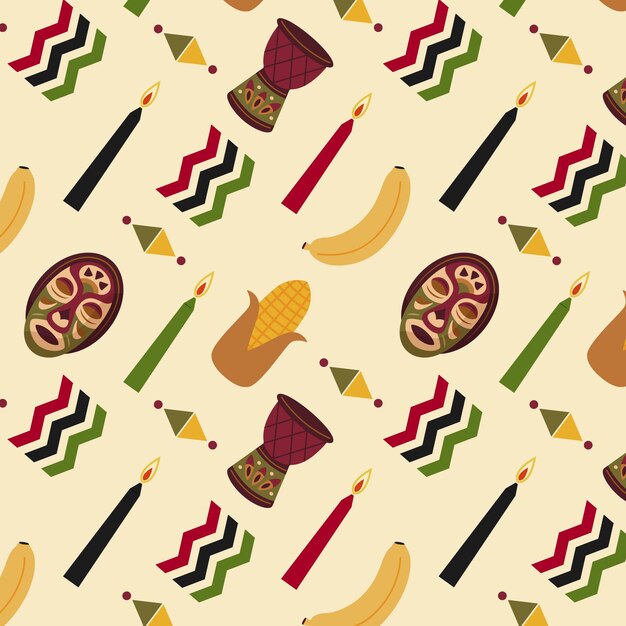 Hand drawn flat kwanzaa pattern design