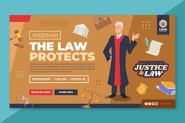 Free Vector hand drawn flat law firm webinar