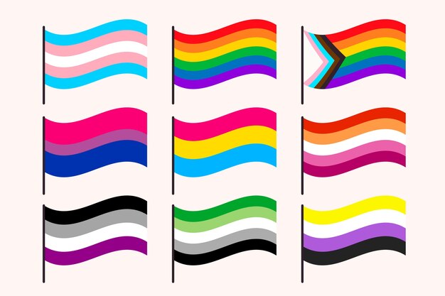 Hand drawn flat lgbt flags