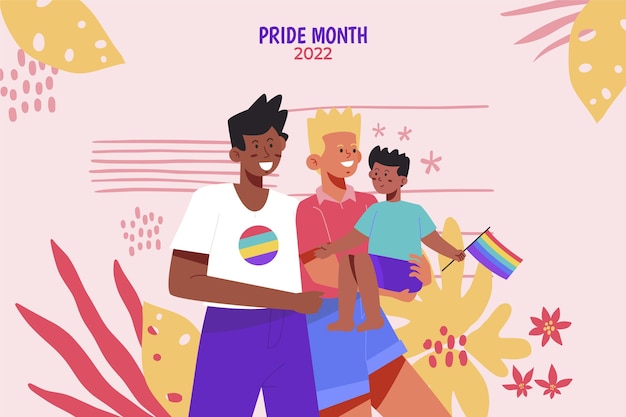 Hand drawn flat lgbt pride day background