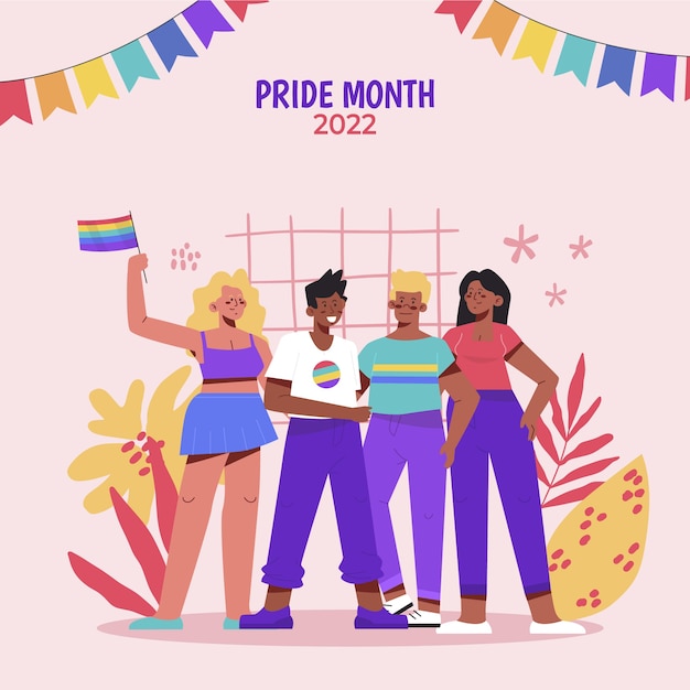 Hand drawn flat lgbt pride day illustration