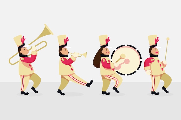 Free Vector hand drawn flat marching band illustration