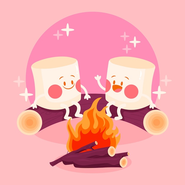 Hand drawn flat marshmallow illustration