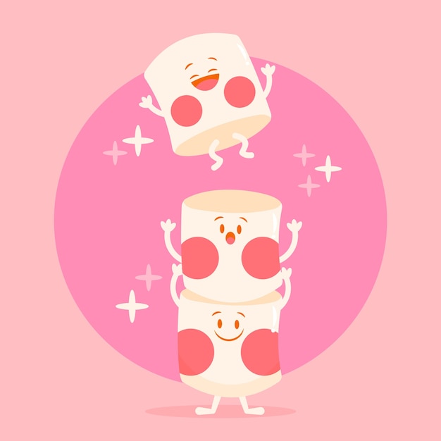 Hand drawn flat marshmallow illustration