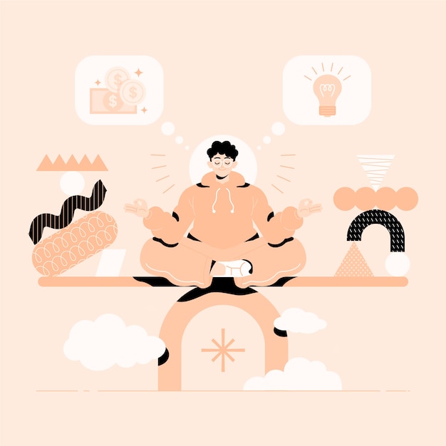 Free Vector hand drawn flat meditating boy illustration