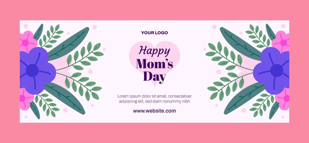 Hand drawn flat mother's day facebook cover