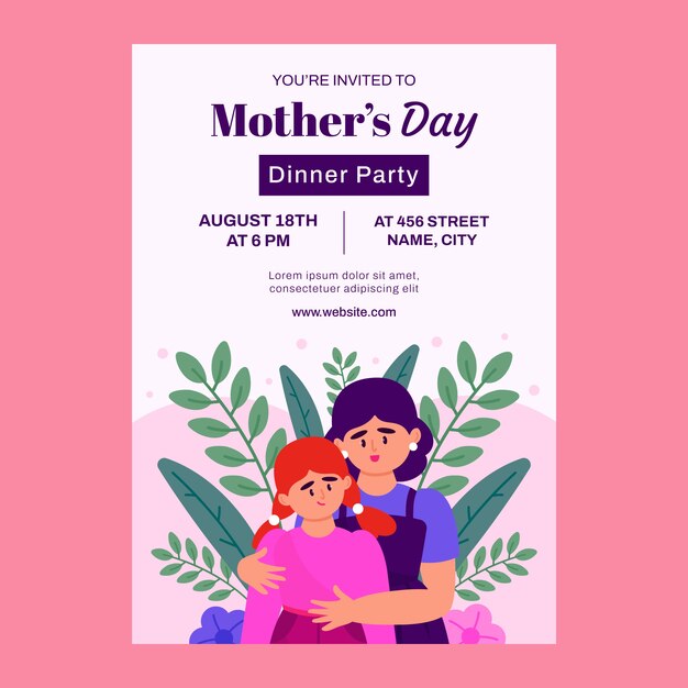 Hand drawn flat mother's day invitation