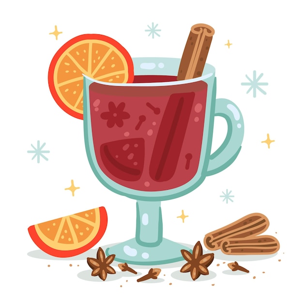 Free Vector hand drawn flat mulled wine illustration