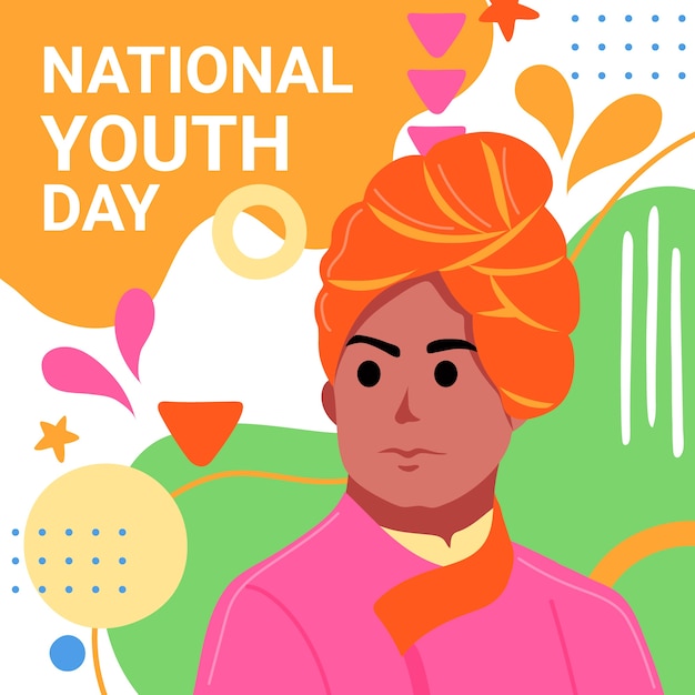 Free Vector hand drawn flat national youth day background