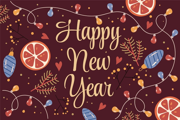 Hand drawn flat new year background