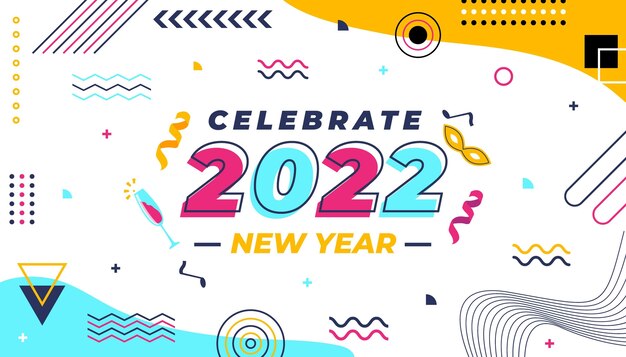 Hand drawn flat new year background