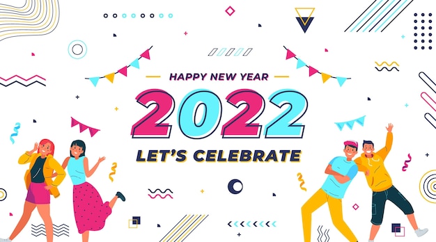 Hand drawn flat new year background