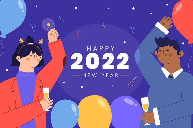 Hand drawn flat new year background