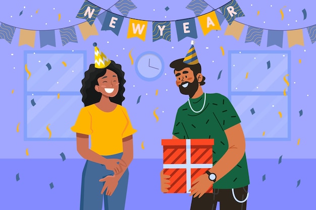 Free Vector hand drawn flat new year background