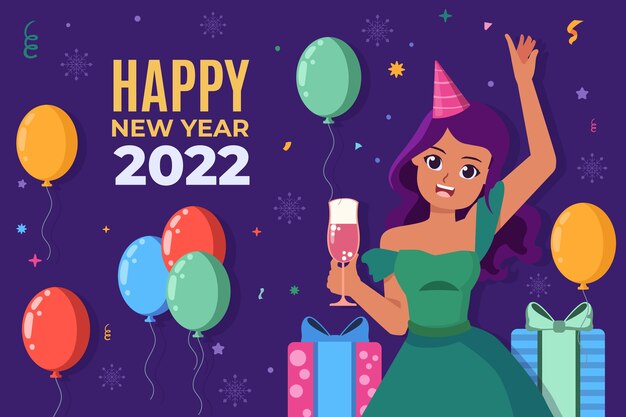 Hand drawn flat new year background