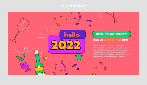 Free Vector hand drawn flat new year horizontal banner