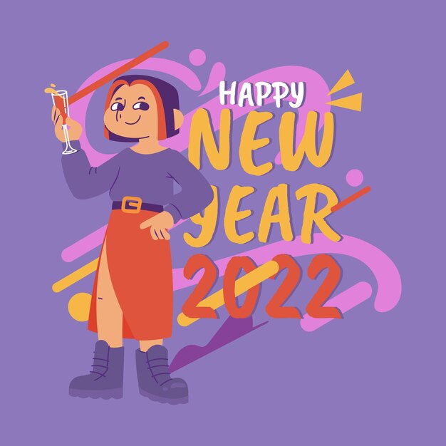 Hand drawn flat new year illustration