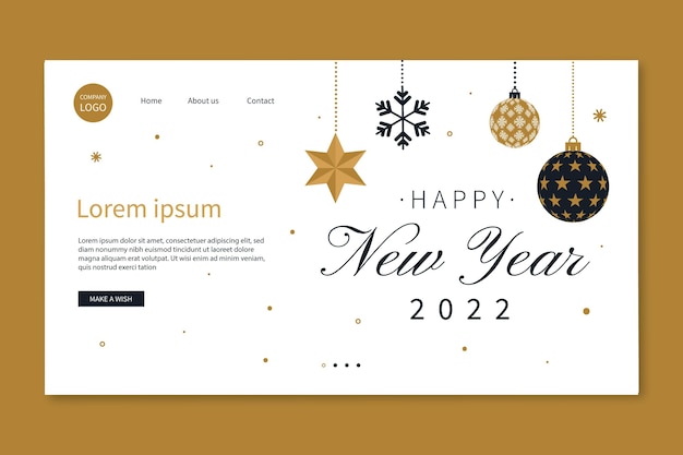 Hand drawn flat new year landing page template