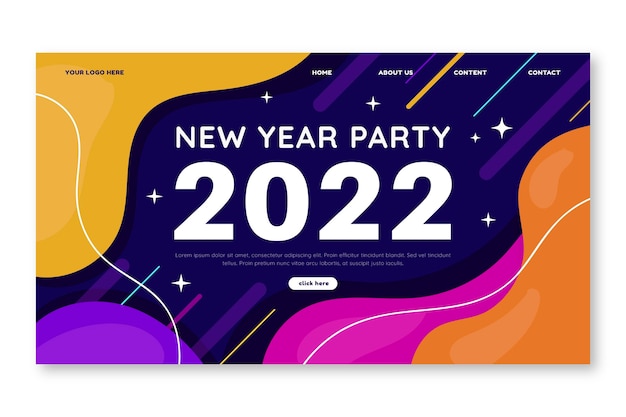 Hand drawn flat new year landing page template