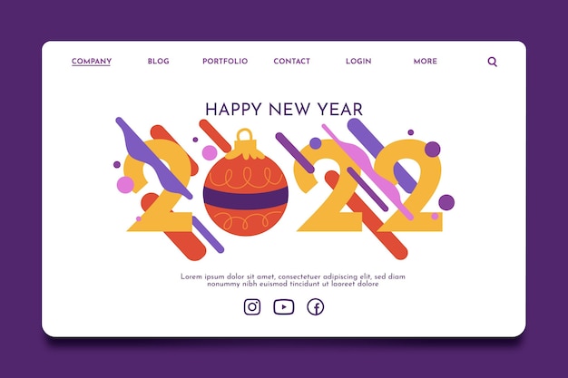 Free vector hand drawn flat new year landing page template