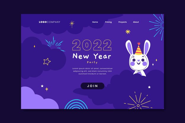 Hand drawn flat new year landing page template