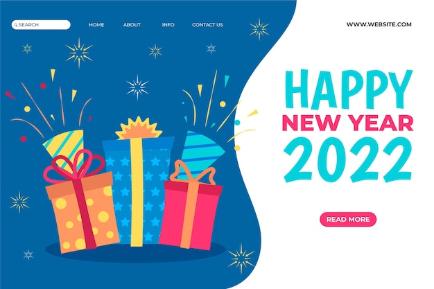 Hand drawn flat new year landing page template