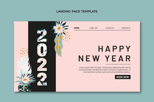 Hand drawn flat new year landing page template