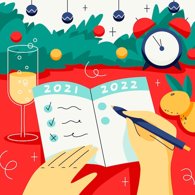 Free Vector hand drawn flat new year's resolutions illustration