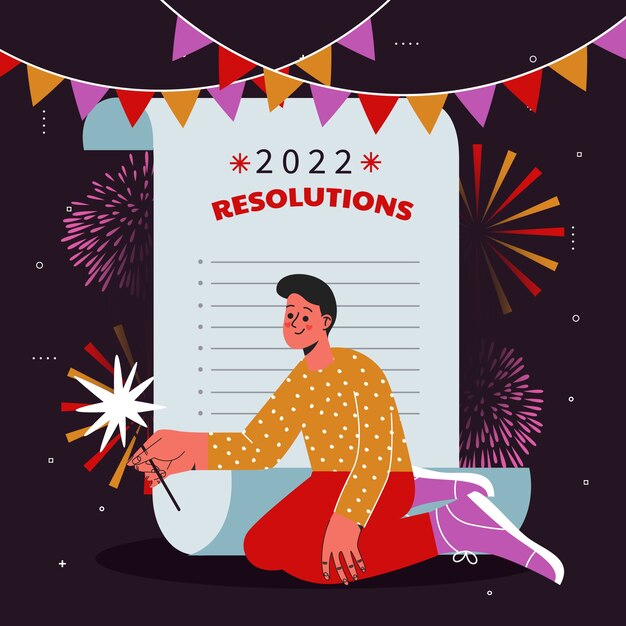 Hand drawn flat new year's resolutions illustration