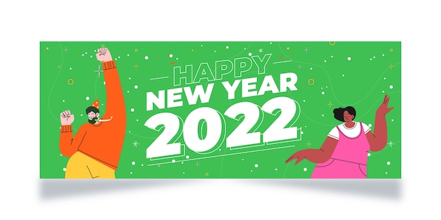 Hand drawn flat new year social media cover template