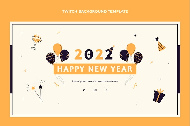 Hand drawn flat new year twitch background