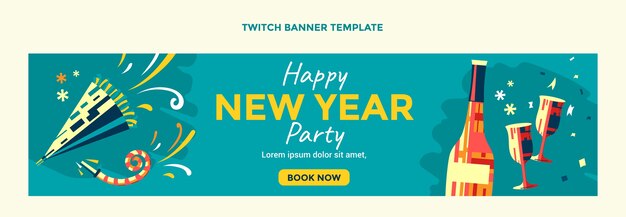 Hand drawn flat new year twitch banner