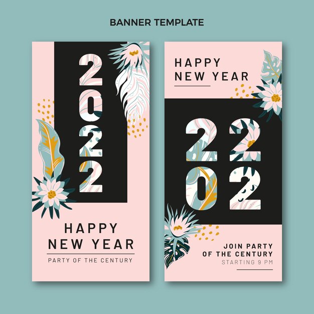 Hand drawn flat new year vertical banners set