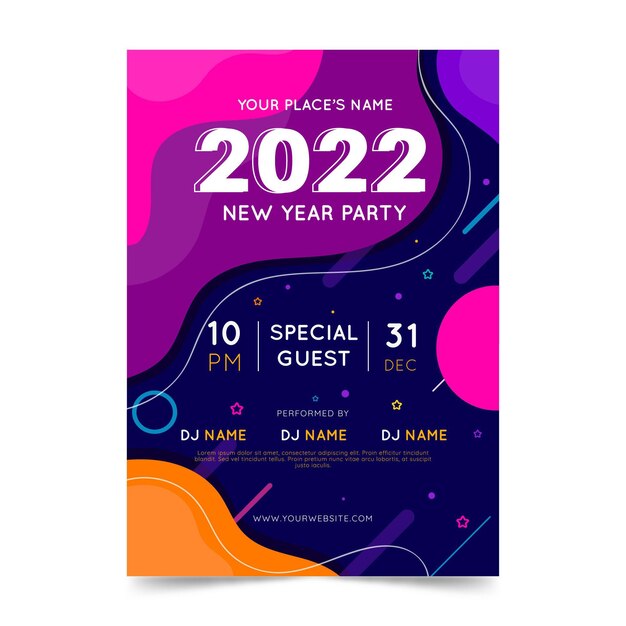 Hand drawn flat new year vertical poster template