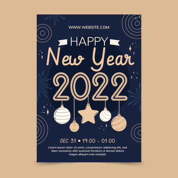 Free Vector hand drawn flat new year vertical poster template