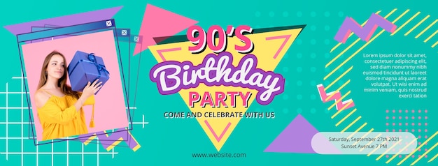 Free vector hand drawn flat nostalgic 90's facebook cover