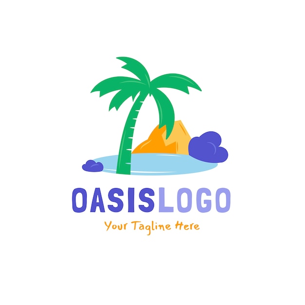 Free Vector hand drawn flat oasis logo