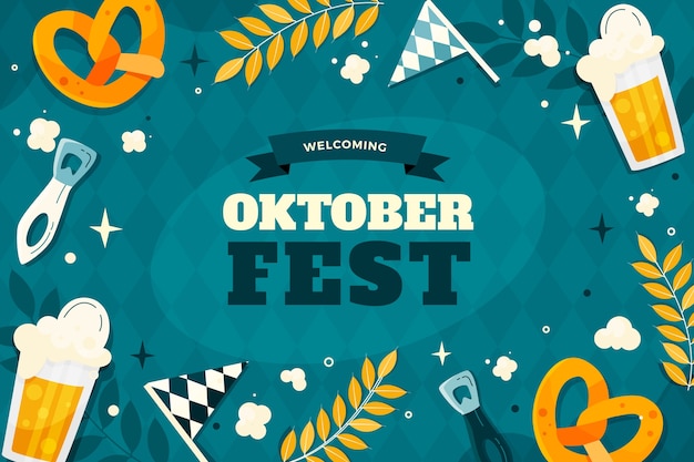 Hand drawn flat oktoberfest background