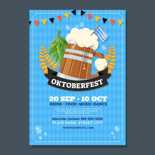 Hand drawn flat oktoberfest poster